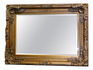 Large Decorative Gilt Bevelled Wall Mirror, 1960s