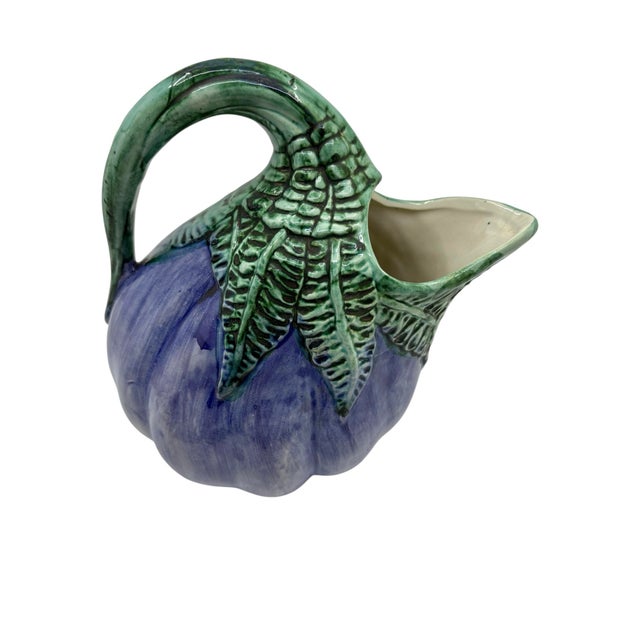 Mid century purple eggplant pitcher. Hand painted ceramic pitcher for decor or use! A fun piece! No markings
