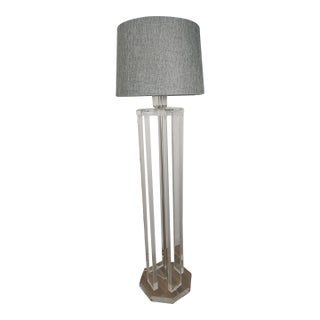 Vintage 1970s Postmodern Lucite Columnar Floor Lamp For Sale