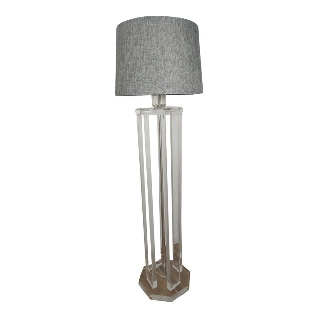 Vintage 1970s Postmodern Lucite Columnar Floor Lamp For Sale