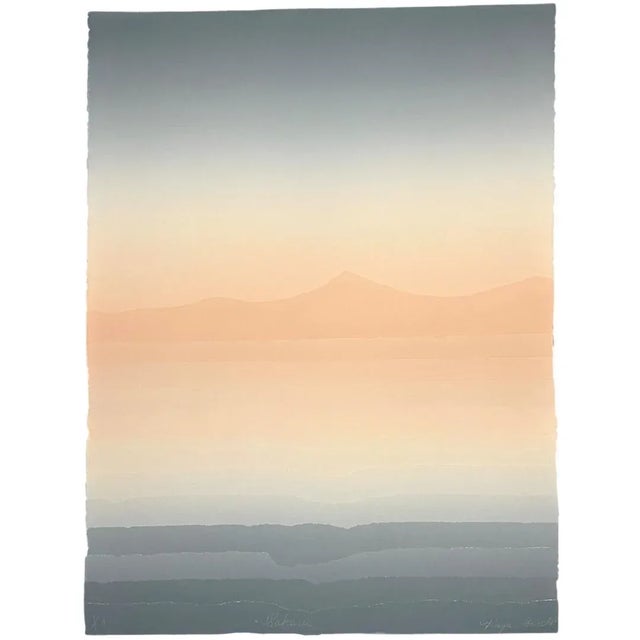 Paper Vintage Postmodern Sculptural Landscape Print, Signed (Layered Heavyweight Pigmented Paper) For Sale - Image 7 of 7