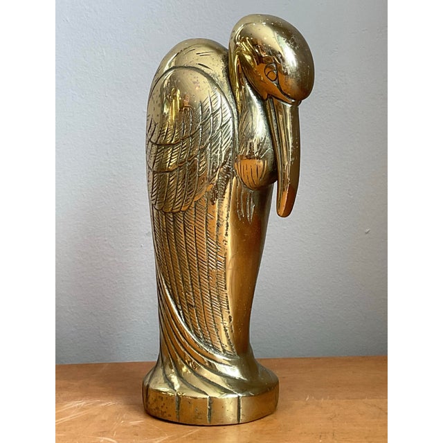 Vintage Brass Heron Statue For Sale - Image 11 of 12