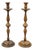 Vintage Italian Renaissance Jacobean Turn Carved Oak Wood 18.5" Candlestick Pair For Sale