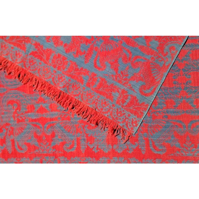 Folk Art 19thc Red & Blue Dated 1860 Coverlet From Pa. For Sale - Image 3 of 13