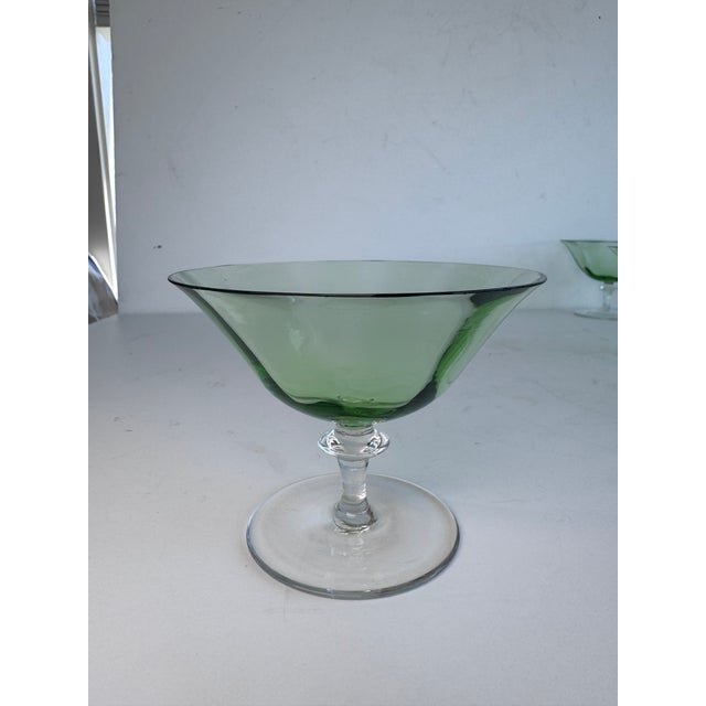 1950s 1950s Green Glass Dessert Cups, Set of 10 For Sale - Image 5 of 10