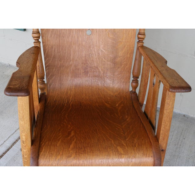 Antique Arts and Crafts Tiger Oak Rocking Chair For Sale - Image 16 of 16