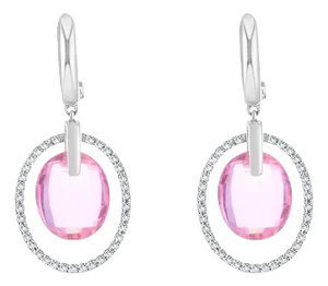 Pink Quartz Diamond Dangling Drop Earrings, 2 Pieces