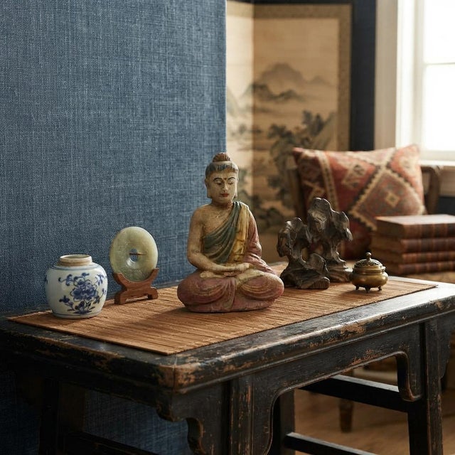 9" Chinese Meditation Cross Legs Sitting Buddha Wood Statue For Sale In San Francisco - Image 6 of 8