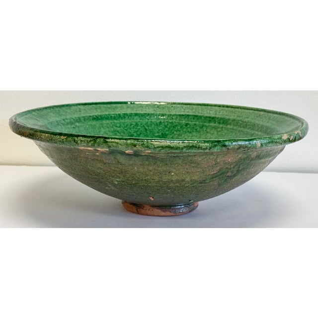 Vintage Oversized Green Glazed Bowl For Sale - Image 4 of 7