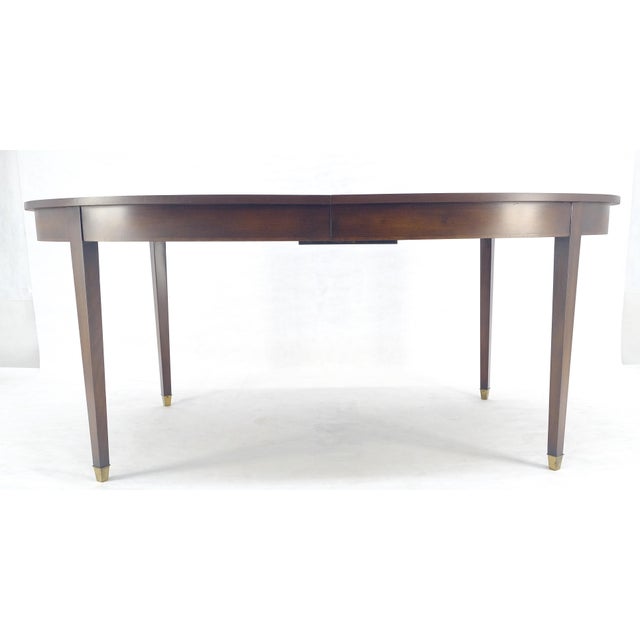 Very Fine Oval Walnut Banded 68” Long Dining Table w/ 2 Leaves MINT For Sale - Image 13 of 18