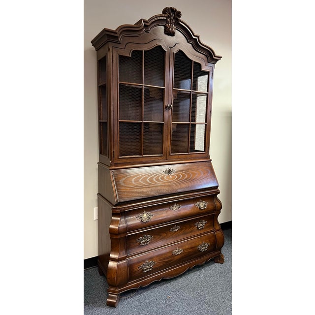 Henredon Four Centuries French Bombe Secretary Desk With Bookcase Top For Sale - Image 9 of 12