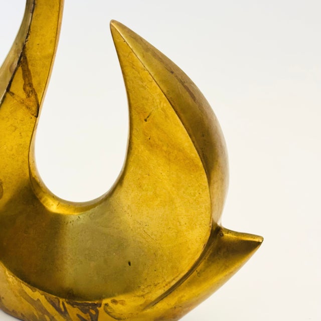 Large Modernist Vintage Brass Swans - Set of 2 For Sale - Image 10 of 12