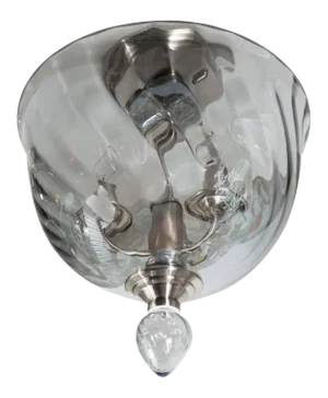 Italian Handblown Murano Glass Dome and Teardrop-Detail Flush Mount Chandelier