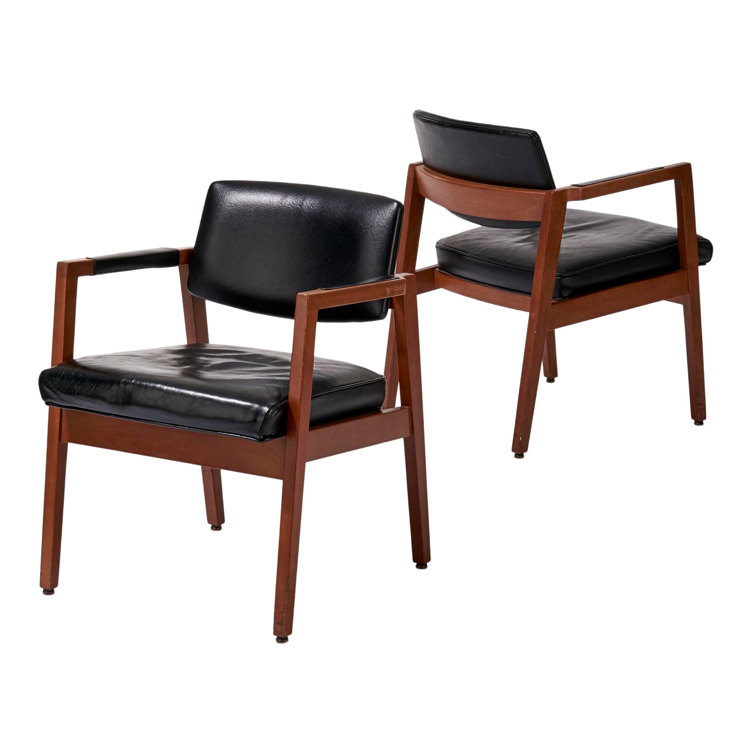 Vintage Mid Century B. L. Marble Furniture Company Walnut and Leather