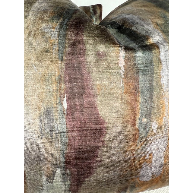 Transitional S. Harris "Echion" in Patina Velvet 22" PIllows-A Pair For Sale - Image 3 of 3