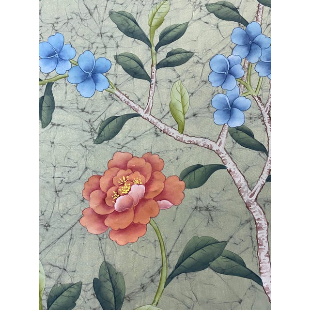 W36"*h90"/Panel, a Set of 18th Century Vintage Style Hand-Painted Chinoiserie Silk Wallpaper, Chinoiserie Panels , No Frame For Sale - Image 9 of 12