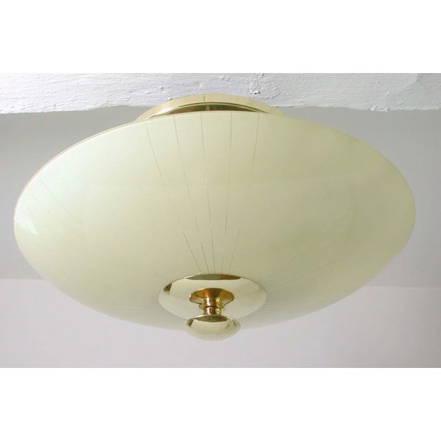 Mid-Century German Opaline and Brass Flush Mount, 1950s For Sale - Image 9 of 16
