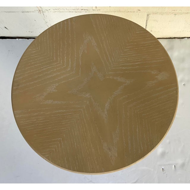 Baker Timeless Beige Tassel Table, bronze band accent, showroom floor sample