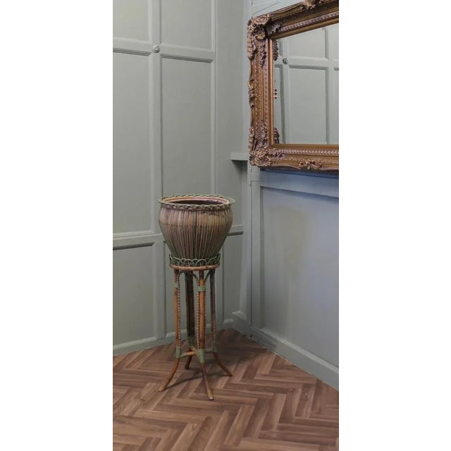 A Very Attractive Arts and Crafts Bamboo Jardinière, Plant Stand This is a very Stylish Arts and Crafts 2 piece set, the...