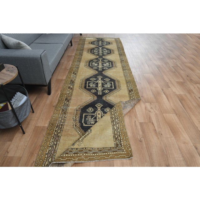 1970s Vintage Handmade Wool Cotton Beige Runner Rug For Sale - Image 11 of 11