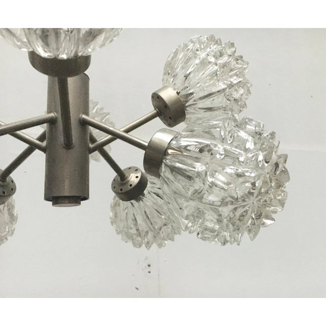 Metal Mid-Century German Space Age Glass and Metal Chandelier from Richard Essig, 1960s For Sale - Image 7 of 18