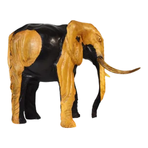 Early 20th Century Solid African Ebony Wood Carved Elephant Safari Animal Figurine Model