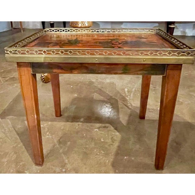 Antique French Red Chinoiserie Side Table For Sale - Image 4 of 5