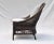 Burnt Umber Vintage Rattan Curved Back Chair Attributed to Palecek, Blue & White, 1990s For Sale - Image 8 of 13