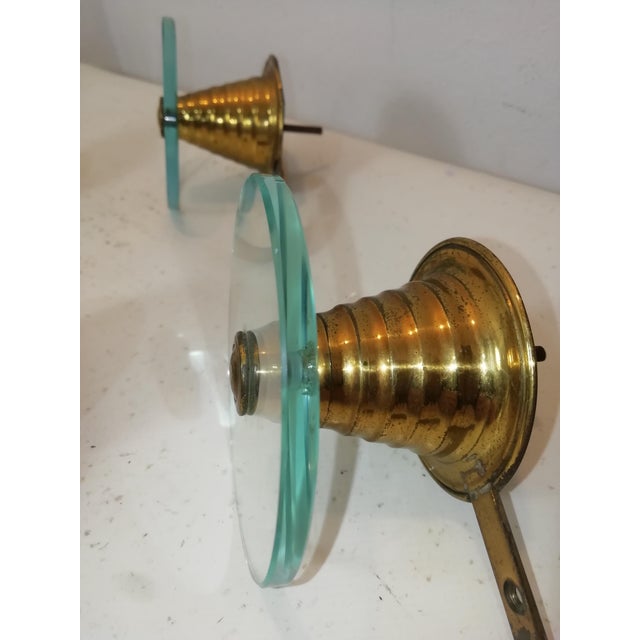 1950s Vintage Italian Glass and Brass Coat Rack from Fontana Arte, 1950s, Set of 4 For Sale - Image 5 of 12