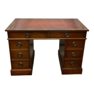 Vintage Maddox Federal Style Leather Top Mahogany Partner Desk For Sale
