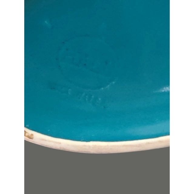 Ceramic Vintage Mid-Century Modern Retro American Hall Ocean Blue Pitcher For Sale - Image 7 of 8