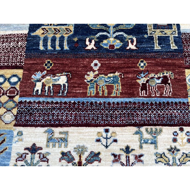 Hand-Knotted Kashkuli Gabbeh Patchwork Runner in Soft Blue, 2'9" X 9'3" For Sale - Image 4 of 12
