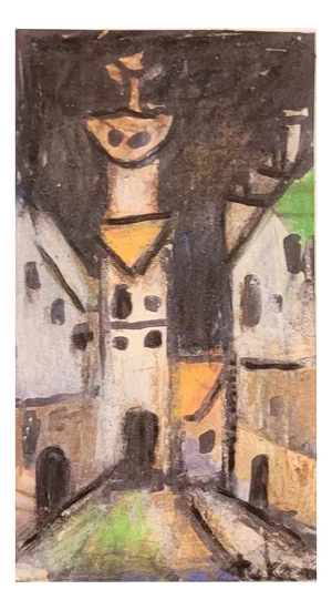 Eugeniusz Tukan-Wolski, City by Night, Mixed Media on Paper