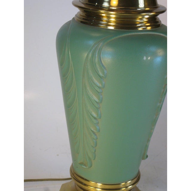 Mid 20th Century Mid 20th Century Table Lamp Hollywood Regency / Classical, Lighting Electric, Green & Brass Finish Metal For Sale - Image 5 of 11