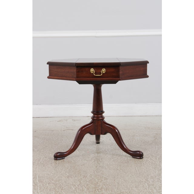 Queen Anne Henkel Harris Mahogany Octagon Lift Top Table For Sale - Image 3 of 13