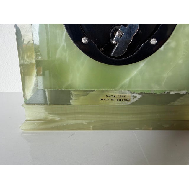 Vintage Elliott London Green Onyx 8-Day Mechanical Mantel Clock – Made in England For Sale - Image 11 of 12