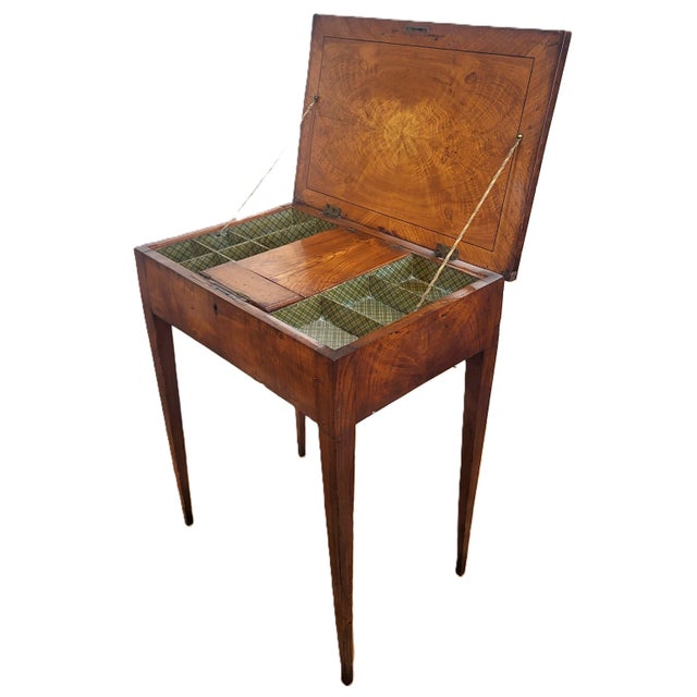 Shabby Chic Early 19th C Continental Walnut Lift Top Lady’s Desk Vanity Table For Sale - Image 3 of 18