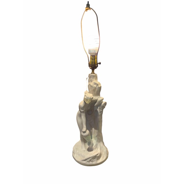 1960s 1960s Van Briggle Pottery Lamp “Rebecca at the Well” With Original Butterfly Shade For Sale - Image 5 of 10