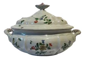 Porcelain Soup Bowl with Floral Decor by Richard Ginori, Italy, Late 18th Century
