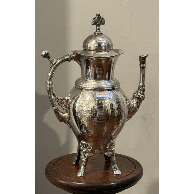Meriden Silver Plate Co. Late 19th Century Rogers Smith & Co. Meriden Engraved Quadruple Plate Coffee Pot For Sale - Image 4 of 12