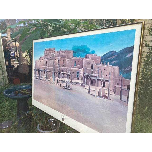 1975 O'Keefe Taos Pueblo Lithograph, Framed Jack O'Grady Galleries Chairish