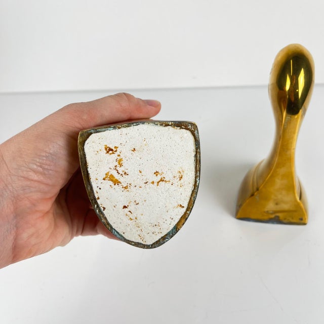 Gold Brass Bookends in the shape of a Ducks Head, 1970, Set of 2 For Sale - Image 8 of 11