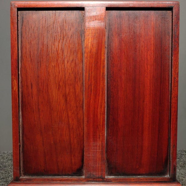 1990s Rosewood Five‑Drawer Jewelry Cabinet, Hand‑Made Mortise‑Tenon Storage Chest Chinoiserie For Sale - Image 9 of 9