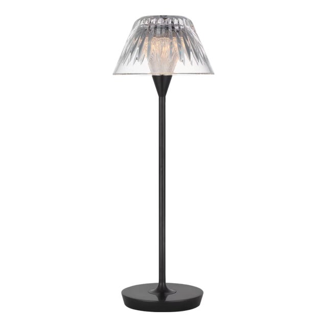 Waterford by Visual Comfort Signature Blaze 16" Rechargeable Table Lamp in Bronze with Clear Crystal For Sale