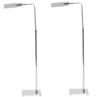 Pair of 1970s Koch and Lowy Adjustable Chrome Lamps For Sale