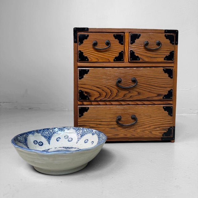 Mid-Century Modern Vintage Japanese Wooden Jewellery Cabinet with Four Drawers, 1970s For Sale - Image 3 of 9
