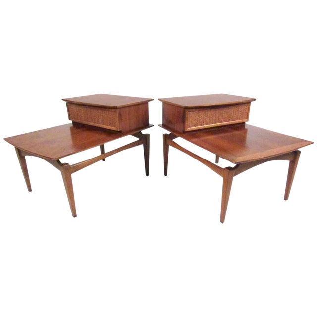 Pair of TwoTier Floating Top End Tables by Lane Furniture Chairish