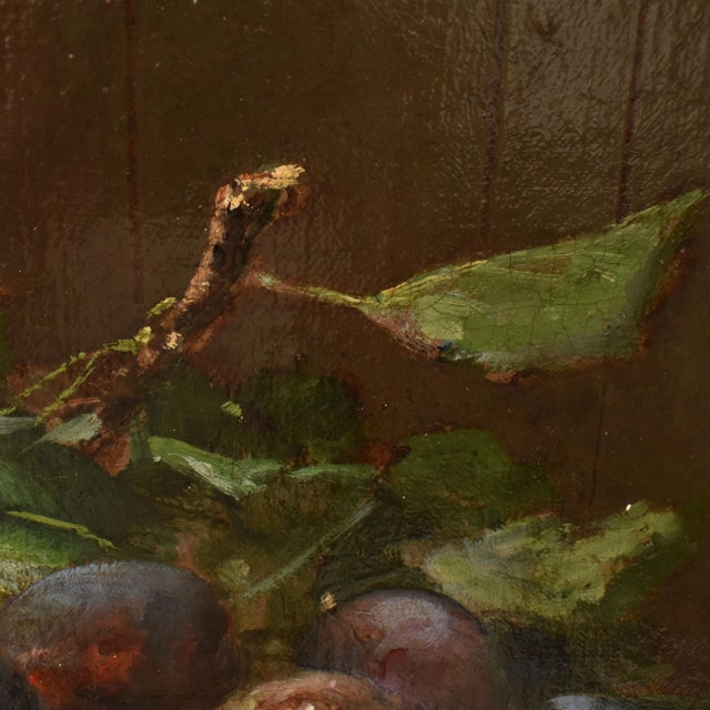 Eugène Claude, Still Life with Plums and Fruit, 1800s, Oil on Canvas For Sale - Image 8 of 11