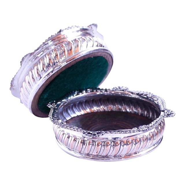 Pair of Large Antique English Silver on Copper Gadrooned Wine Coasters For Sale