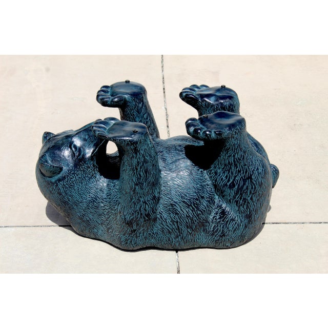 Vintage Rustic Black Bear Glass Coffee Table – Sculptural Wildlife Cocktail Table, Circa 1970s For Sale - Image 15 of 16